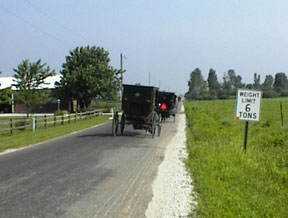 Amish buggies on the road around Arthur Illinois